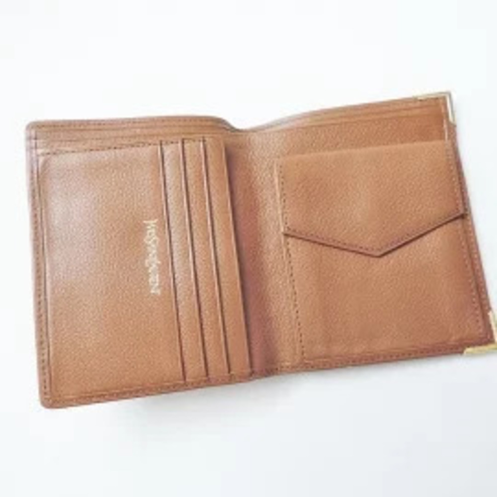 Saint Laurent Yves Bi fold Wallet Brown Leather - Picture 3 of 7